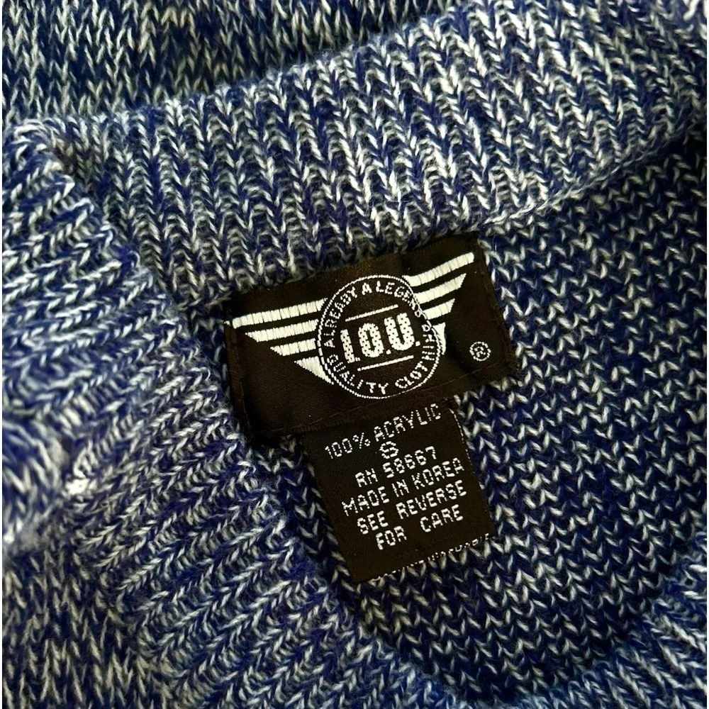 I.O.U. Vintage 90’s Heather Blue Small Long Sleeve Crew Neck Knit Sweater Mens